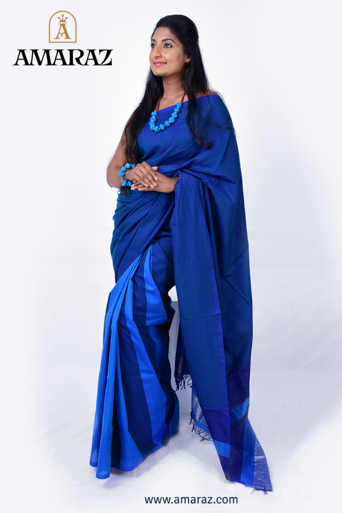GLORIOUS BLUES Rich cotton Saree – Amaraz Handloom Sarees