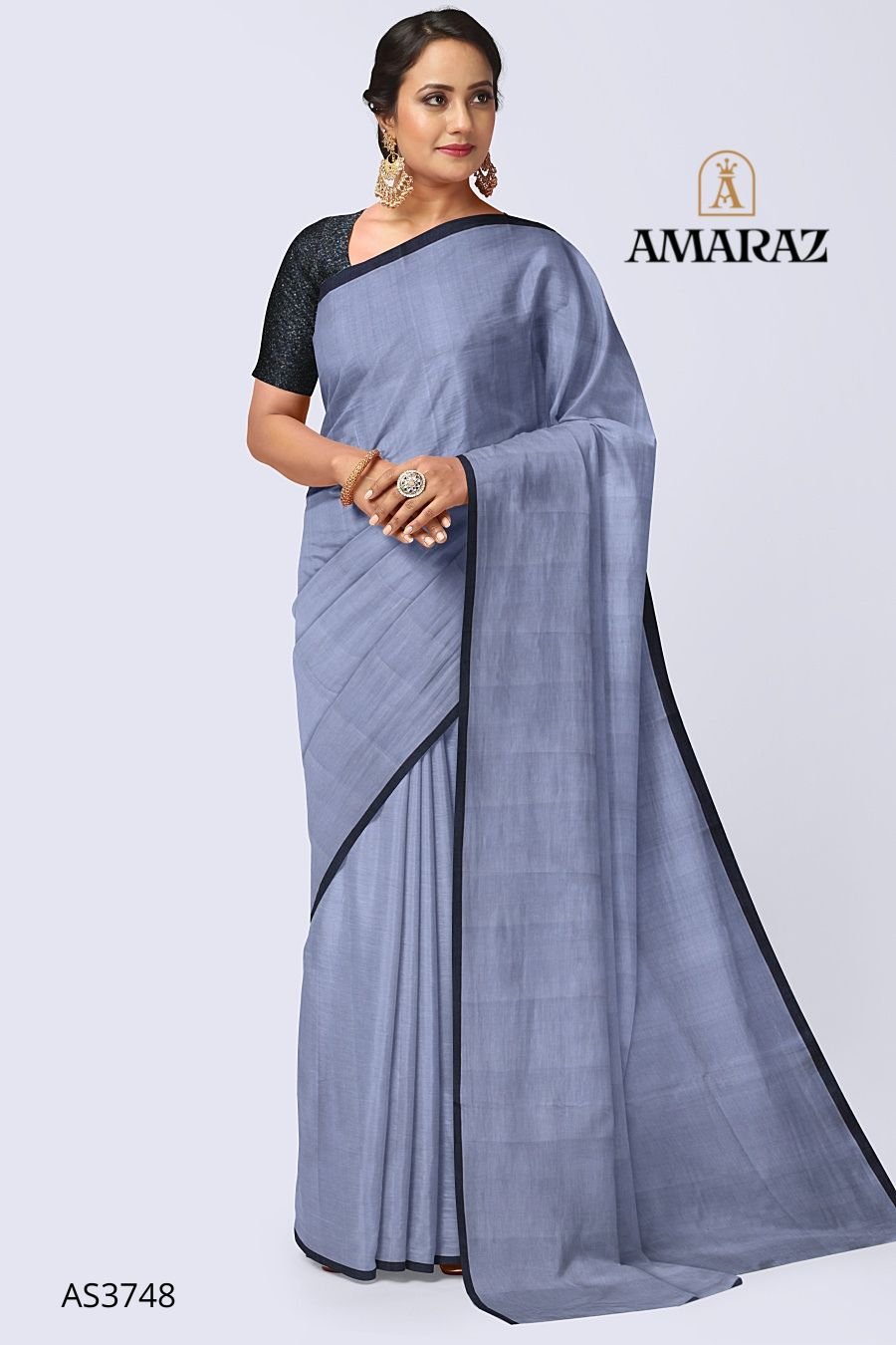 Buy Ash Grey Stone Work Ceremonial Trendy Saree Online