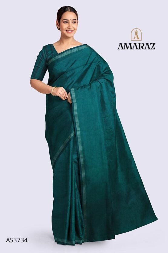 Dark Green Silk Saree - Image 2