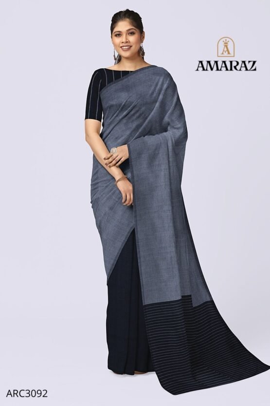 Ash & Black Handlooms Rich cotton Saree