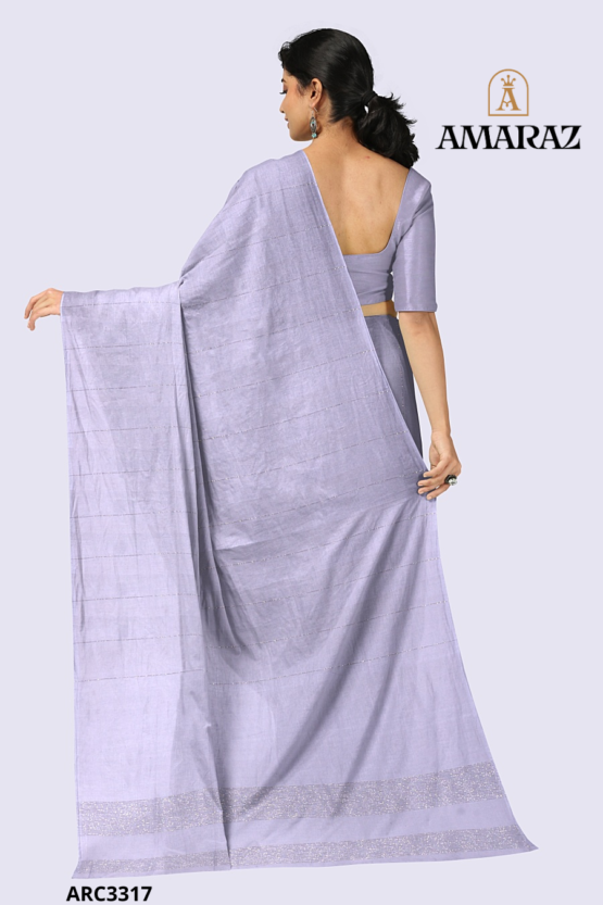 French Grey Rich Cotton Saree ARC3317 - Image 3