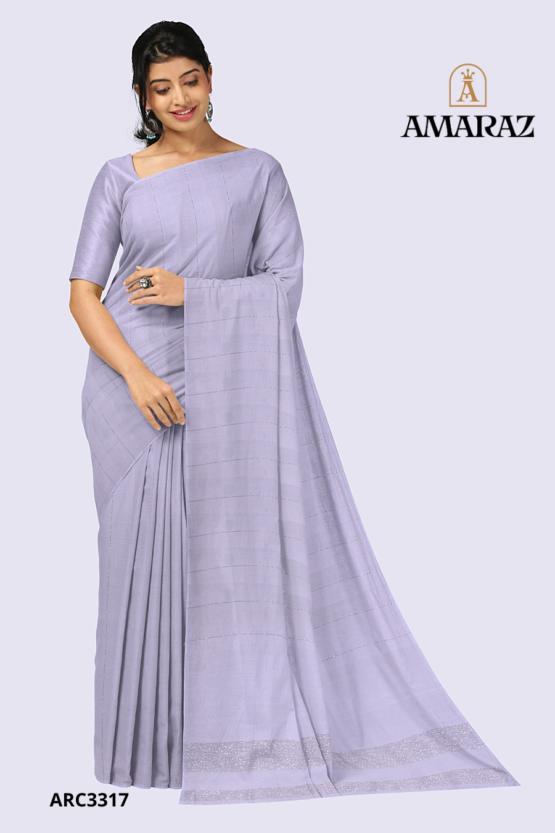 French Grey Rich Cotton Saree ARC3317