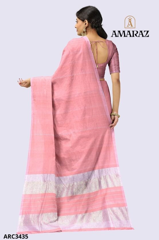 Sweet Pink Handloom Rich Cotton Saree ARC3435 - Image 3