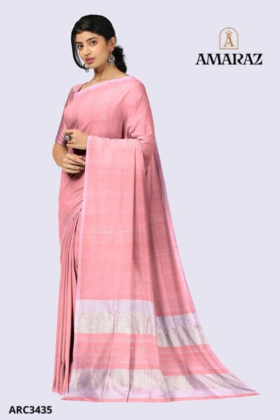 Sweet Pink Handloom Rich Cotton Saree ARC3435 - Image 2