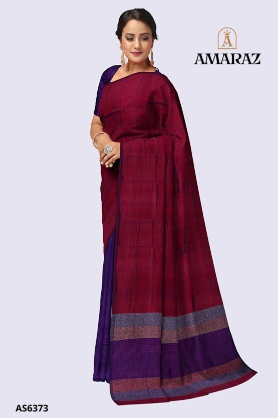 Marron Purple Handloom Silk Saree AS6373 - Image 2