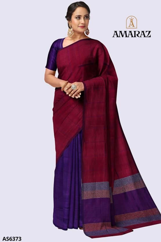 Marron Purple Handloom Silk Saree AS6373