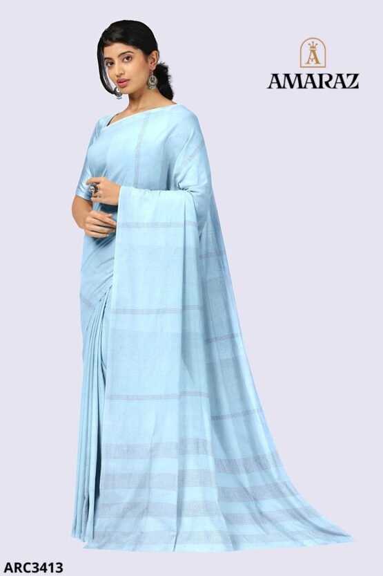 Blue Handloom Rich Cotton Saree ARC3413 - Image 2