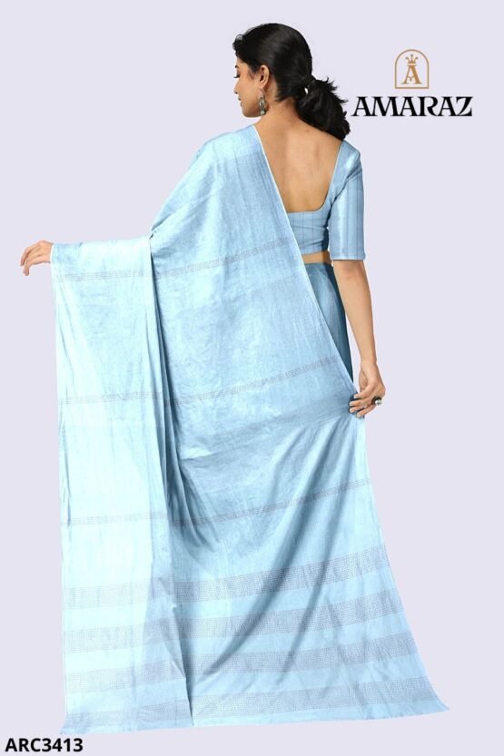 Blue Handloom Rich Cotton Saree ARC3413 - Image 3