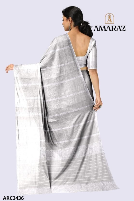 Grey Handloom Rich Cotton Saree ARC3436 - Image 3