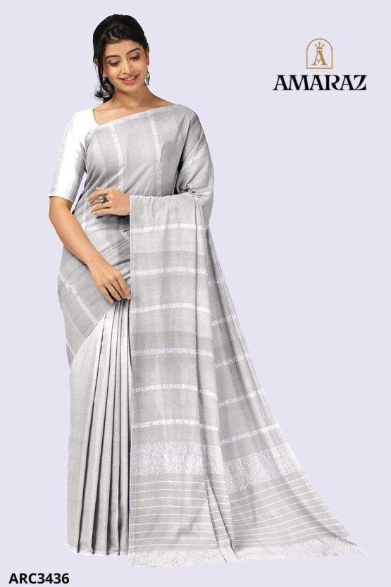 Grey Handloom Rich Cotton Saree ARC3436