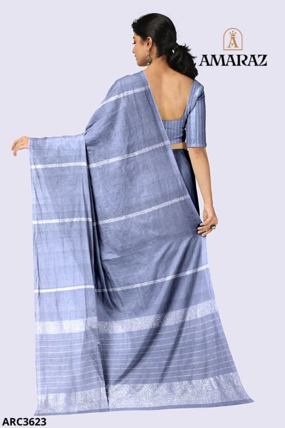 Blue Handloom Rich Cotton Saree ARC3623 - Image 3