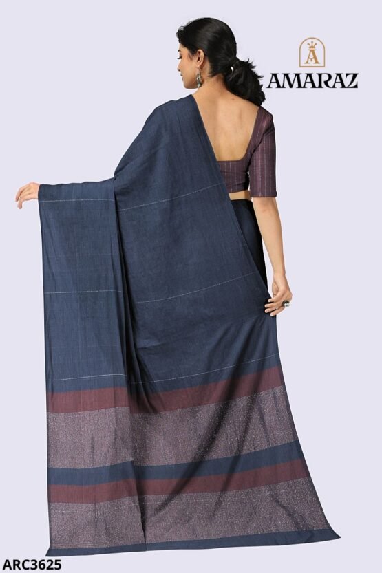 Blue Handloom Rich Cotton Saree ARC3625 - Image 3