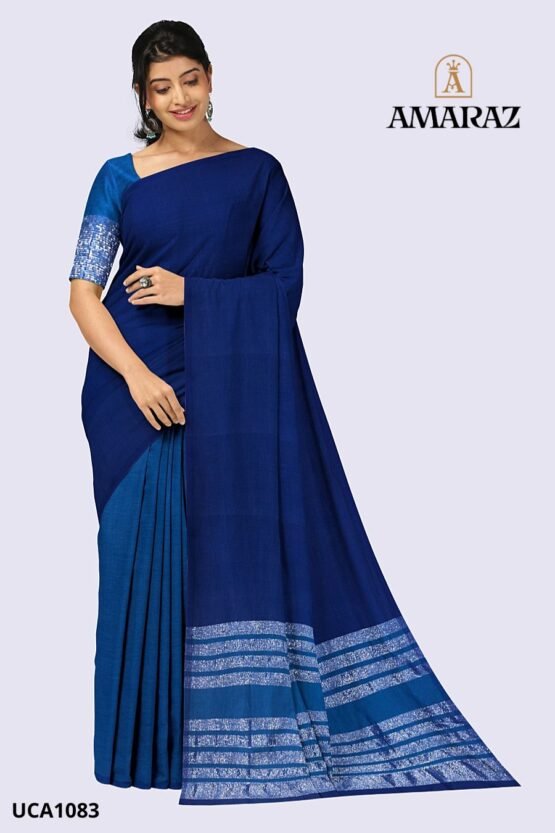 Blue Handloom Cotton Saree UCA1083