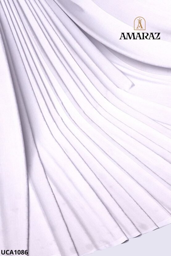 White Handloom Cotton Saree UCA1086 - Image 4