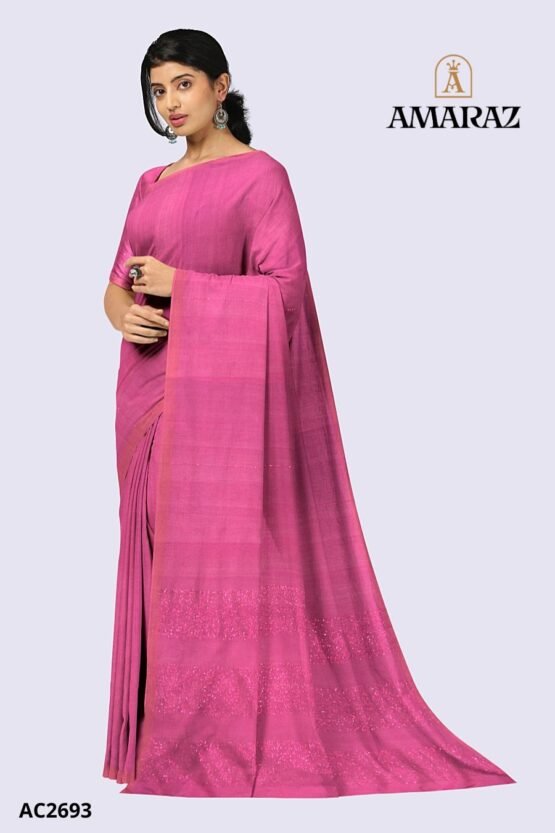 Pink Handloom Cotton Saree AC2693 - Image 2