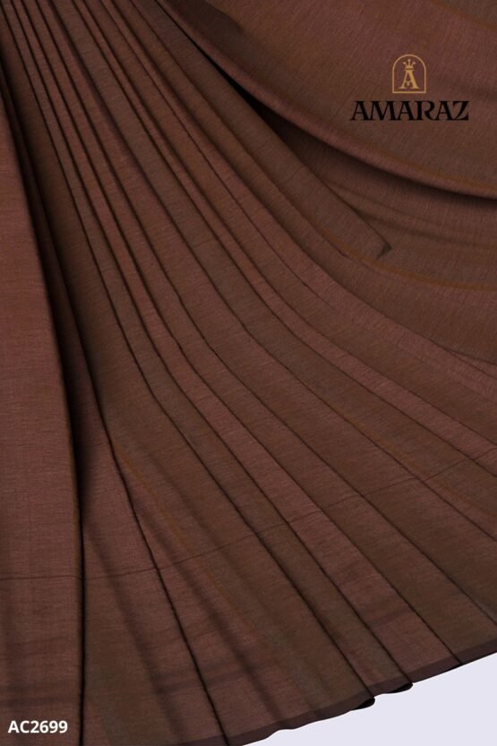 Brown Handloom Cotton Saree AC2699 - Image 4