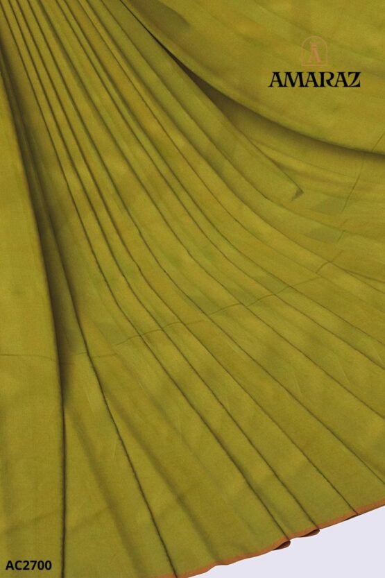 Green Handloom Cotton Saree AC2700 - Image 4