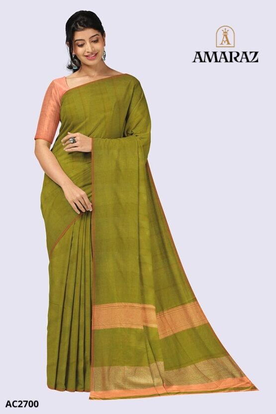 Green Handloom Cotton Saree AC2700