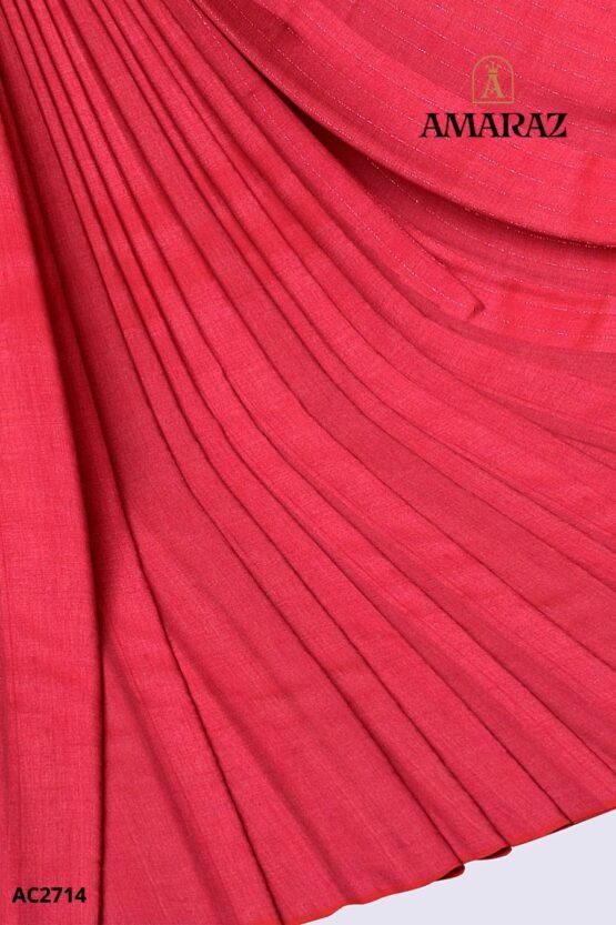 Pink Handloom Cotton Saree AC2714 - Image 3