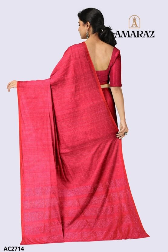 Pink Handloom Cotton Saree AC2714 - Image 4