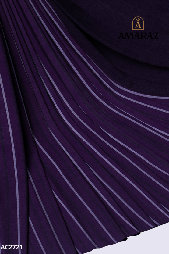 Purple Black Cotton Saree AC2721 - Image 4