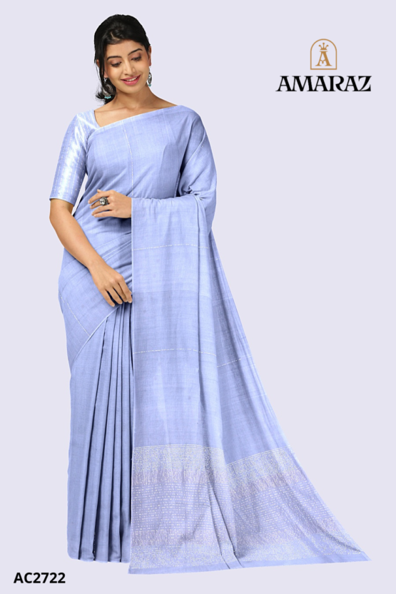 Light Blue Handloom Cotton Saree AC2722