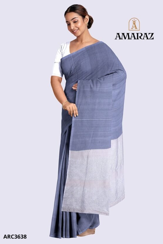 Blue Handloom Rich Cotton Saree ARC3628 - Image 2