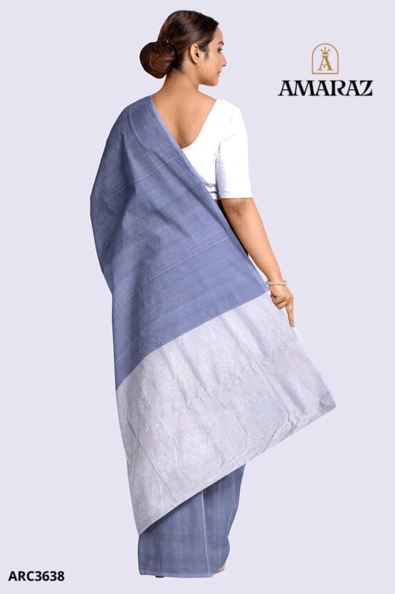 Blue Handloom Rich Cotton Saree ARC3628 - Image 3