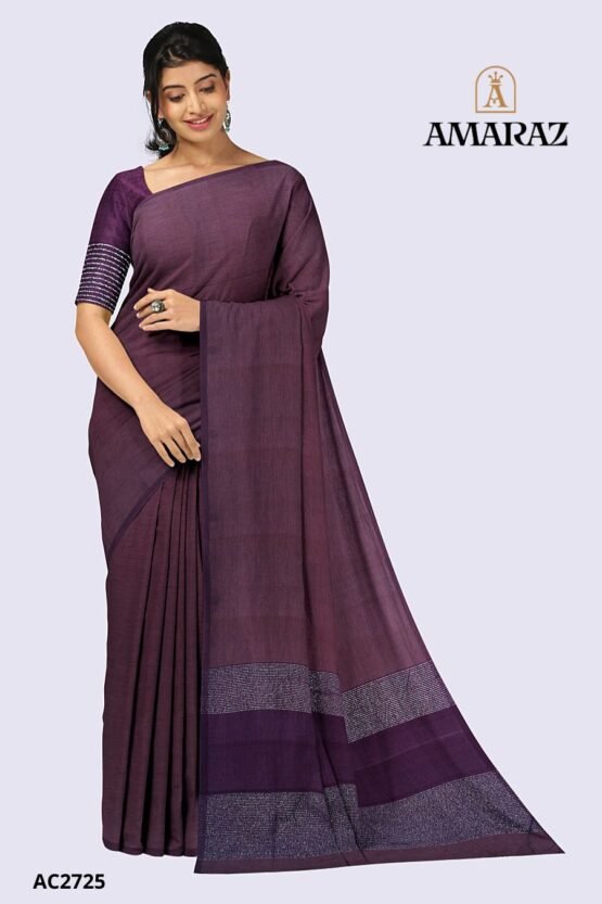 Plum Purple Handloom Cotton Saree AC2725