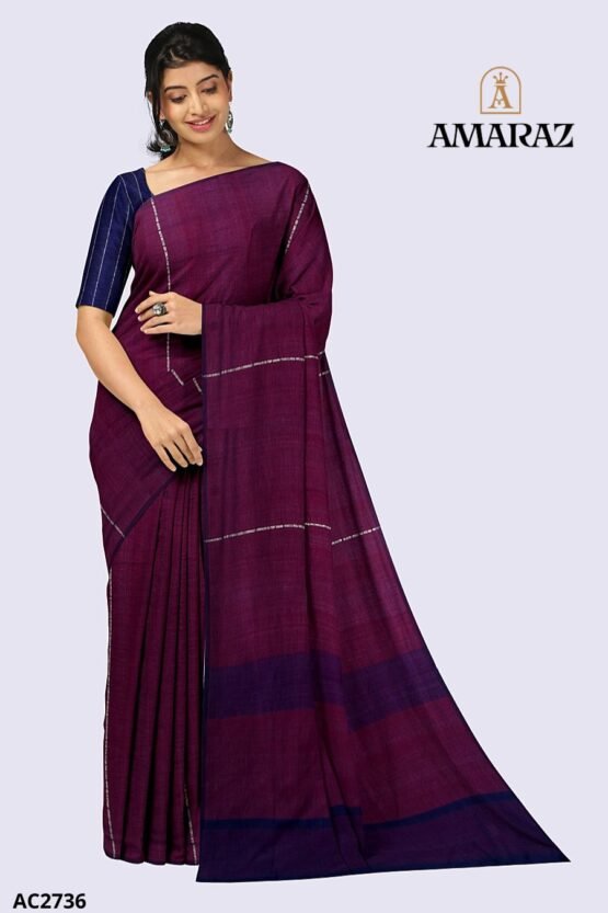 Deep Purple Handloom Cotton Saree AC2736