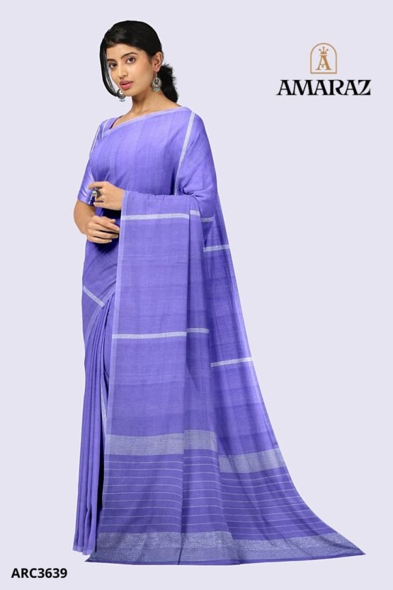 Purple Handloom Rich Cotton Saree ARC3639 - Image 2