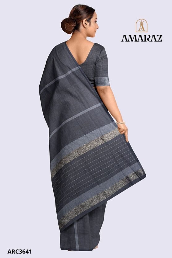 Grey Handloom Rich Cotton Saree ARC3641 - Image 2