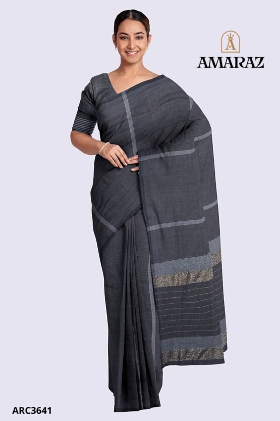 Grey Handloom Rich Cotton Saree ARC3641